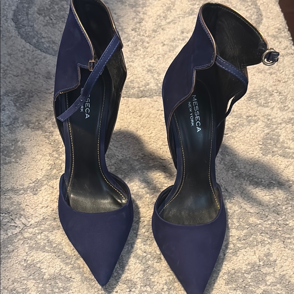 Messeca New York Blue D'Orsay Heels with Ankle Strap